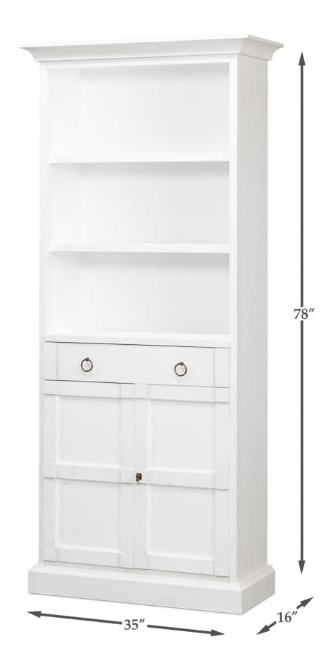 Bookcase With Doors-SARREID-SARREID-R244-14-Bookcases & CabinetsStucco White-6-France and Son