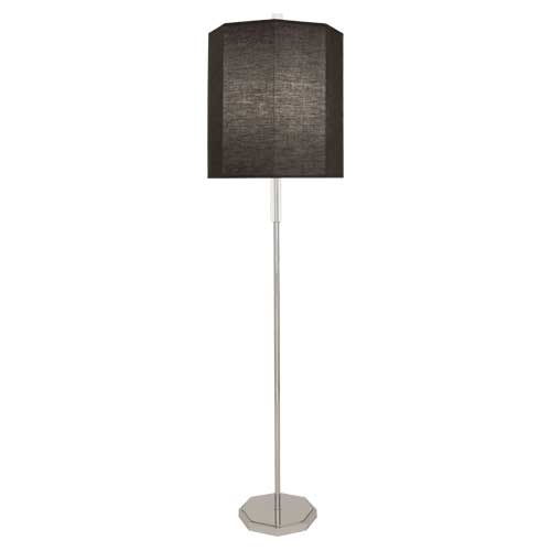Kate Floor Lamp-Robert Abbey Fine Lighting-ABBEY-RB07-Floor LampsPolished Nickel-Raven Black Fabric Shade-2-France and Son