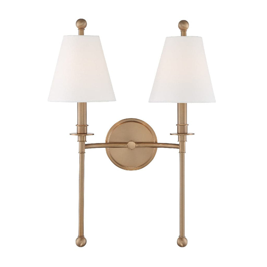 Riverdale 2 Light Wall Mount-Crystorama Lighting Company-CRYSTO-RIV-383-AG-Outdoor Wall SconcesAged Brass-1-France and Son