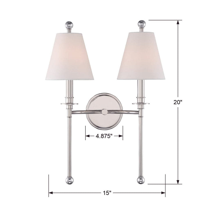 Riverdale 2 Light Wall Mount-Crystorama Lighting Company-CRYSTO-RIV-383-AG-Outdoor Wall SconcesAged Brass-5-France and Son