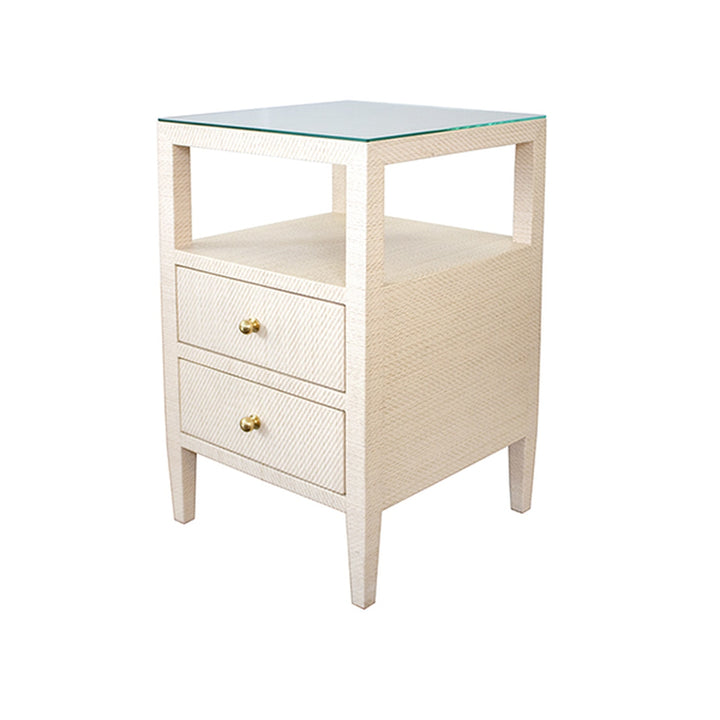 Roscoe Two Drawer Side Table-Worlds Away-WORLD-ROSCOE NAT-Side TablesNATURAL GRASSCLOTH-6-France and Son