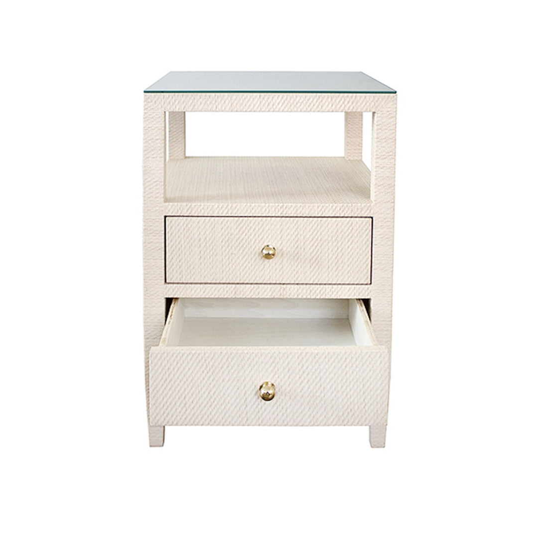 Roscoe Two Drawer Side Table-Worlds Away-WORLD-ROSCOE NAT-Side TablesNATURAL GRASSCLOTH-7-France and Son