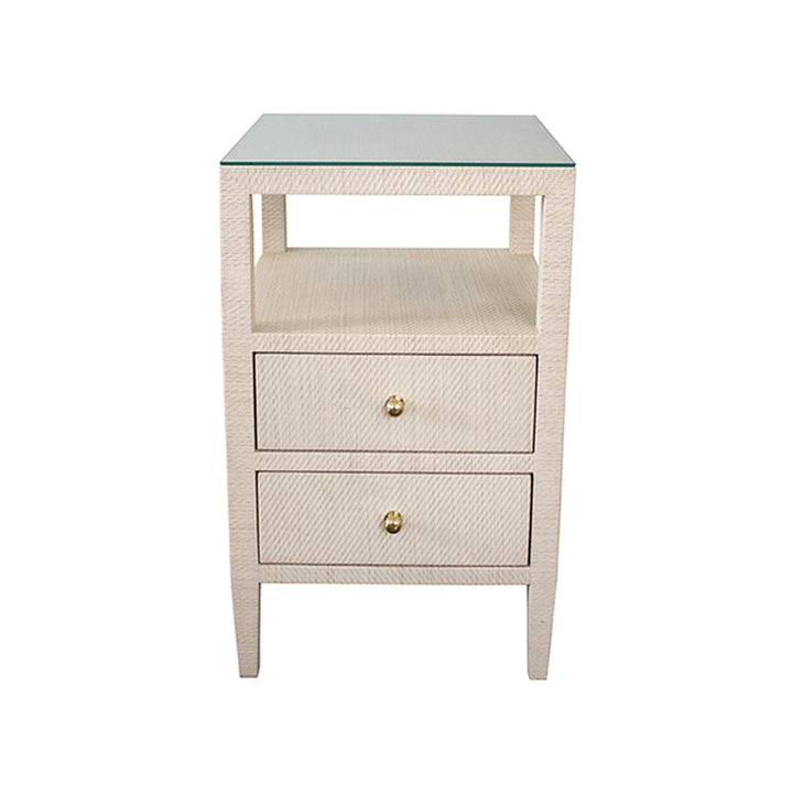 Roscoe Two Drawer Side Table-Worlds Away-WORLD-ROSCOE NAT-Side TablesNATURAL GRASSCLOTH-5-France and Son