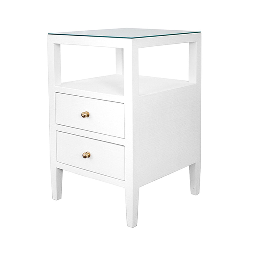 Roscoe Two Drawer Side Table-Worlds Away-WORLD-ROSCOE NAT-Side TablesNATURAL GRASSCLOTH-12-France and Son