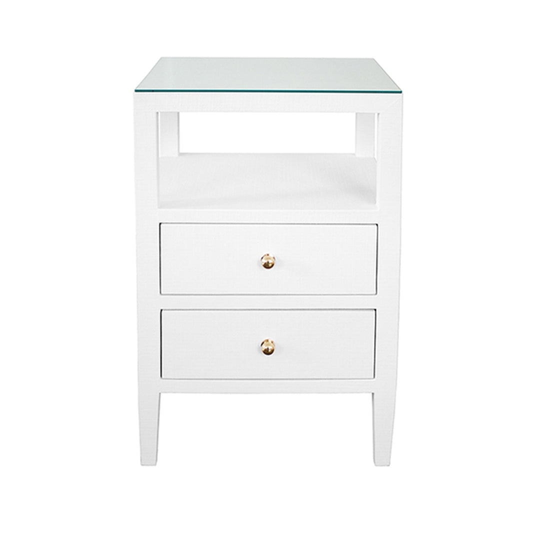Roscoe Two Drawer Side Table-Worlds Away-WORLD-ROSCOE NAT-Side TablesNATURAL GRASSCLOTH-11-France and Son