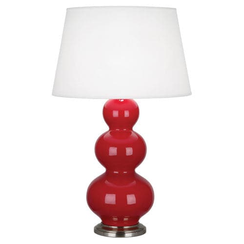 Triple Gourd Table Lamp - Antique Silver 32.75"H-Robert Abbey Fine Lighting-ABBEY-RR42X-Table LampsRuby Red-28-France and Son
