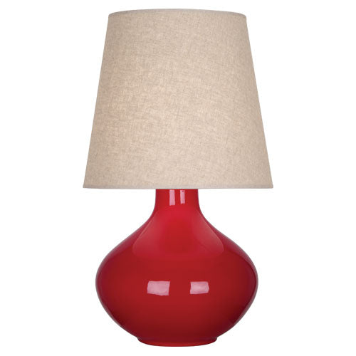 June Table Lamp - Buff Linen Shade-Robert Abbey Fine Lighting-ABBEY-RR991-Table LampsRuby Red-5-France and Son