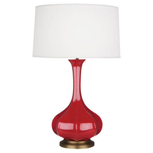 Pike Table Lamp - Aged Brass Base-Robert Abbey Fine Lighting-ABBEY-RR994-Table LampsRuby Red-29-France and Son