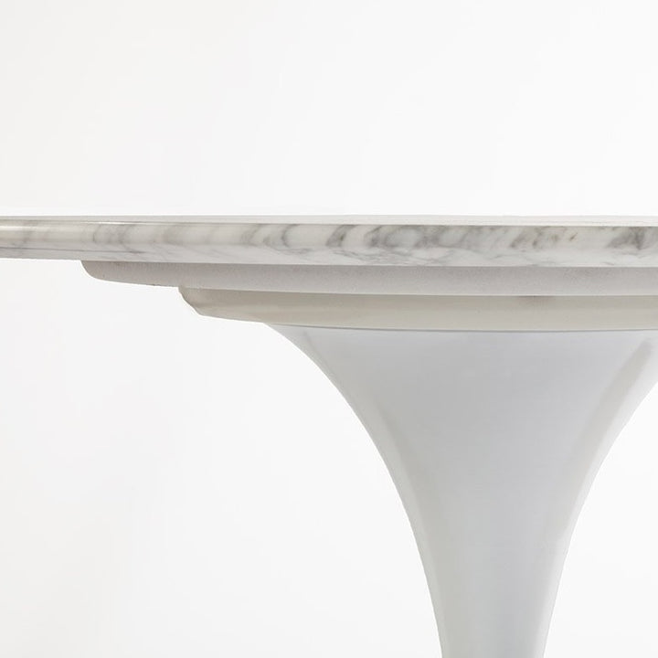 Carrara Marble Pedestal Tulip Dining Table - Oval-France & Son-RT335V6042WHT-Dining Tables60" x 42"-6-France and Son