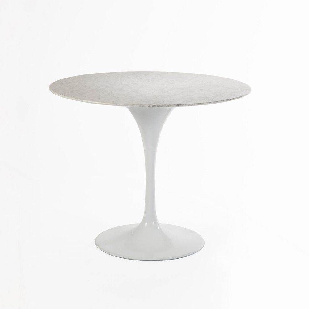 Carrara Marble Pedestal Tulip Dining Table Round Inspired by