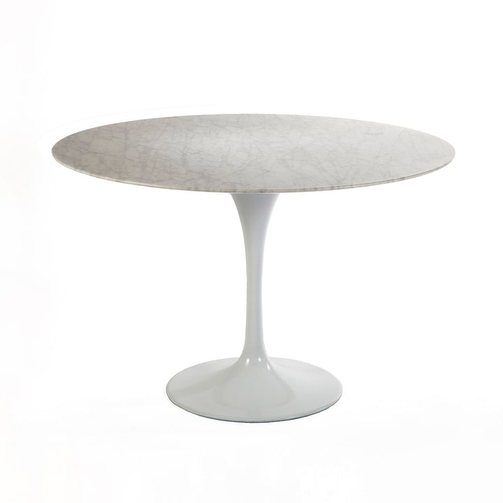 Carrara Marble Pedestal Tulip Dining Table - Round-France & Son-RT335RWHITE-Dining Tables47" Diameter-6-France and Son