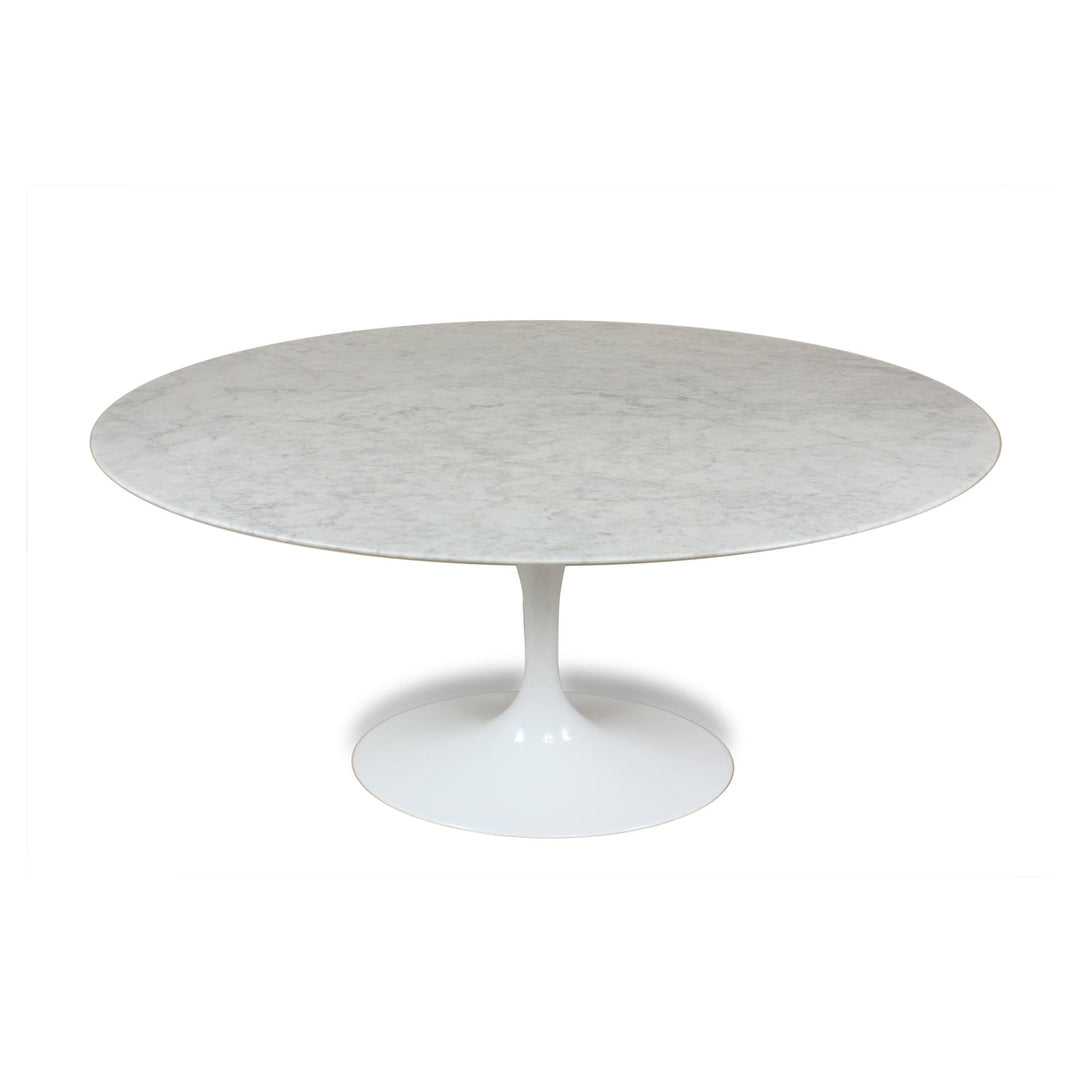 Carrara Marble Pedestal Tulip Dining Table - Oval-France & Son-RT335V6042WHT-Dining Tables60" x 42"-9-France and Son