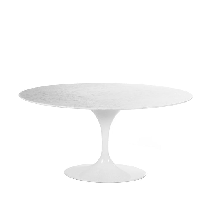 Carrara Marble Pedestal Tulip Dining Table - Oval-France & Son-RT335V6042WHT-Dining Tables60" x 42"-10-France and Son