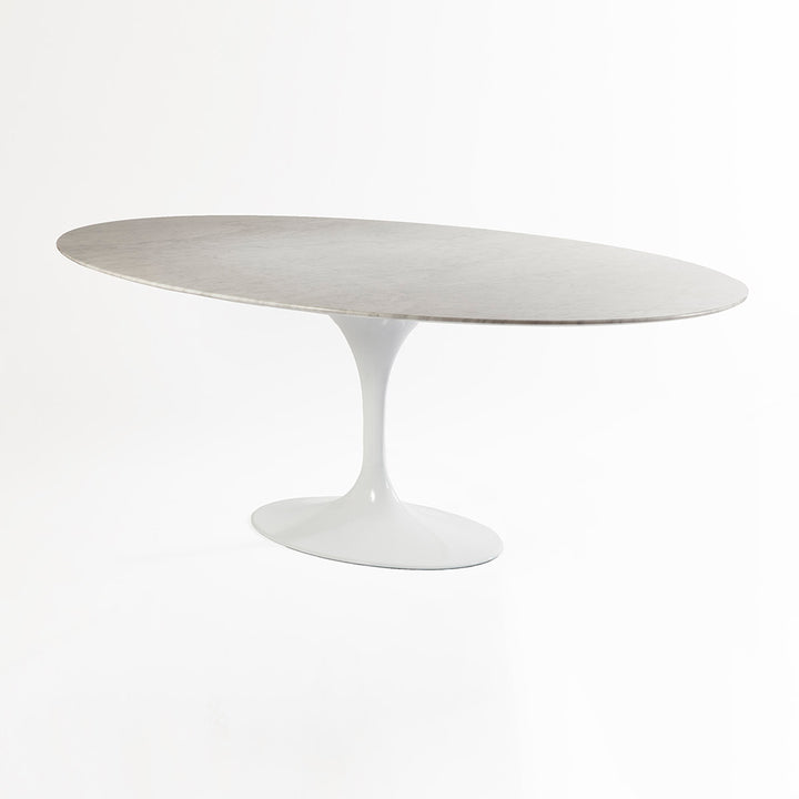 Carrara Marble Pedestal Tulip Dining Table - Oval-France & Son-RT335V6042WHT-Dining Tables60" x 42"-7-France and Son