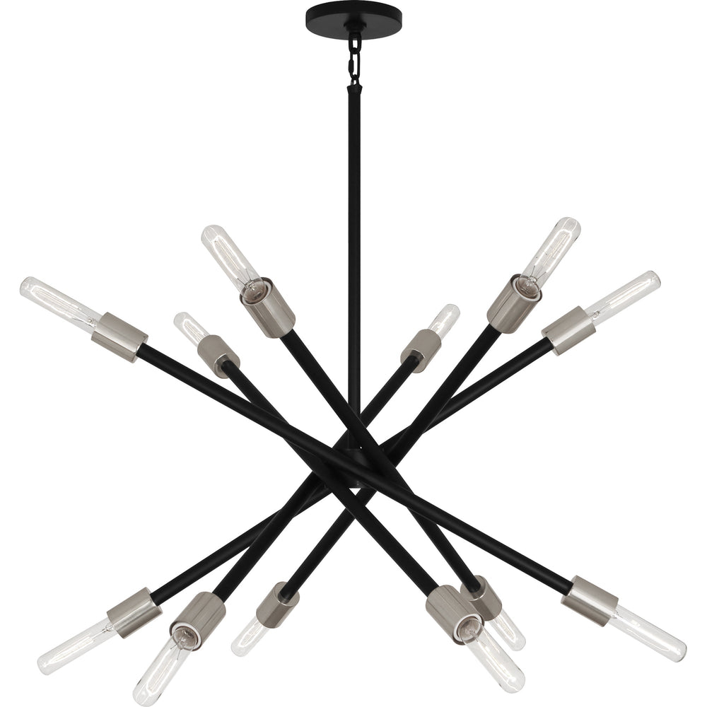 Thatcher Chandelier-Robert Abbey Fine Lighting-ABBEY-S219-ChandeliersPolished Nickel Finish With Matte Black Accents-2-France and Son