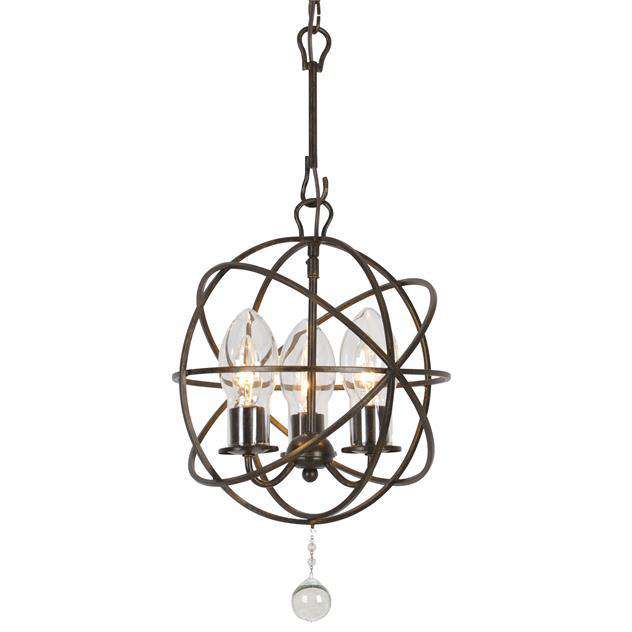 Solaris Outdoor 3 Light Bronze Sphere Chandelier-Crystorama Lighting Company-CRYSTO-SOL-9325-EB-Outdoor Lighting-1-France and Son