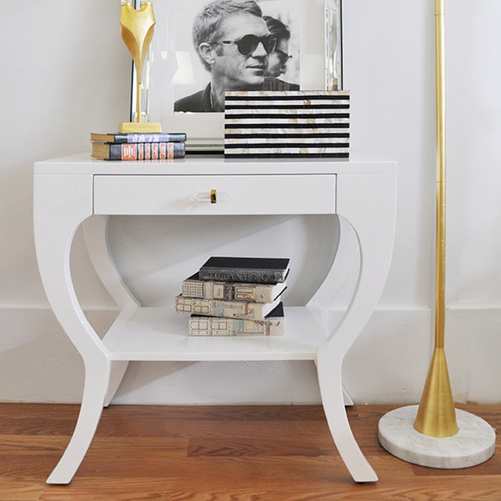 Sonya Curvy Side Table with Acrylic Hardware-Worlds Away-WORLD-SONYA WH-Side Tables-2-France and Son