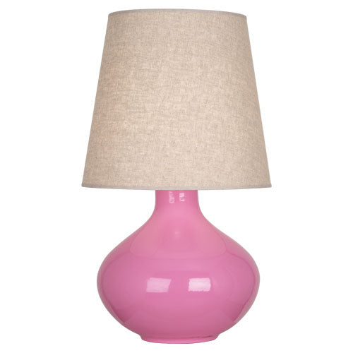 June Table Lamp - Buff Linen Shade-Robert Abbey Fine Lighting-ABBEY-SP991-Table LampsSchiaparelli Pink-4-France and Son