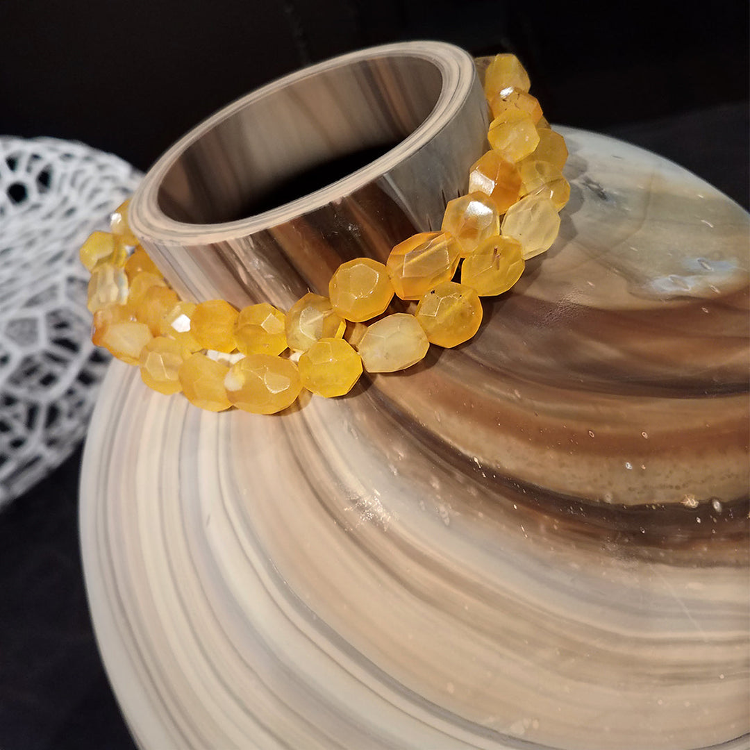 Stone Vase Jewelry - Set Of 2-Gold Leaf Design Group-GOLDL-ST9185-YE-VasesYellow Onyx-7-France and Son