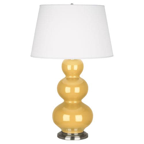Triple Gourd Table Lamp - Antique Silver 32.75"H-Robert Abbey Fine Lighting-ABBEY-SU42X-Table LampsSunset Yellow-18-France and Son