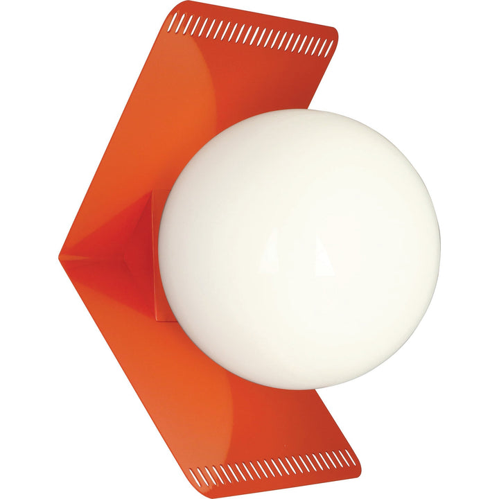Jonathan Adler Rio Fold Wall Sconce-Robert Abbey Fine Lighting-ABBEY-T635-Outdoor Wall SconcesJa Tangerine Gloss Powder Coat Finish With White Glass Shade-3-France and Son