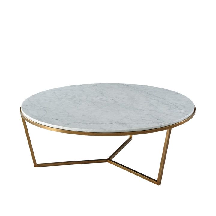 Fisher Round Cocktail Table (Marble)-Theodore Alexander-THEO-TAS51034.C096-Coffee TablesBrushed Brass-5-France and Son