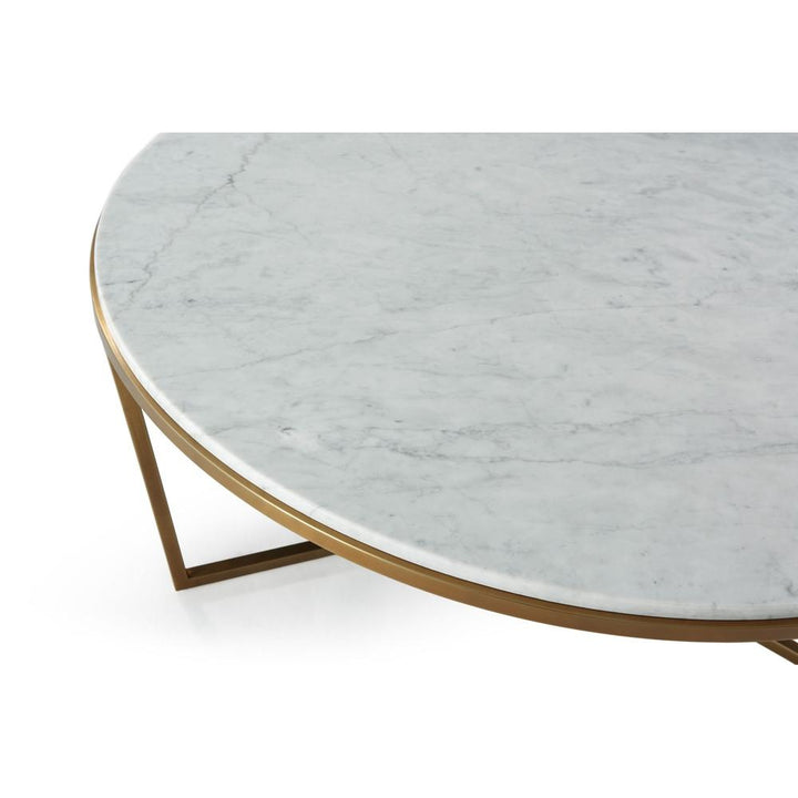 Fisher Round Cocktail Table (Marble)-Theodore Alexander-THEO-TAS51034.C095-Coffee TablesPolished Nickel-9-France and Son