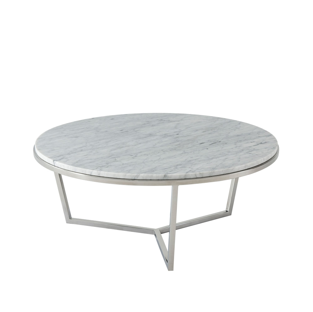Small Fisher Round Cocktail Table (Marble)-Theodore Alexander-THEO-TAS51035.C096-Coffee TablesBrushed Brass-1-France and Son