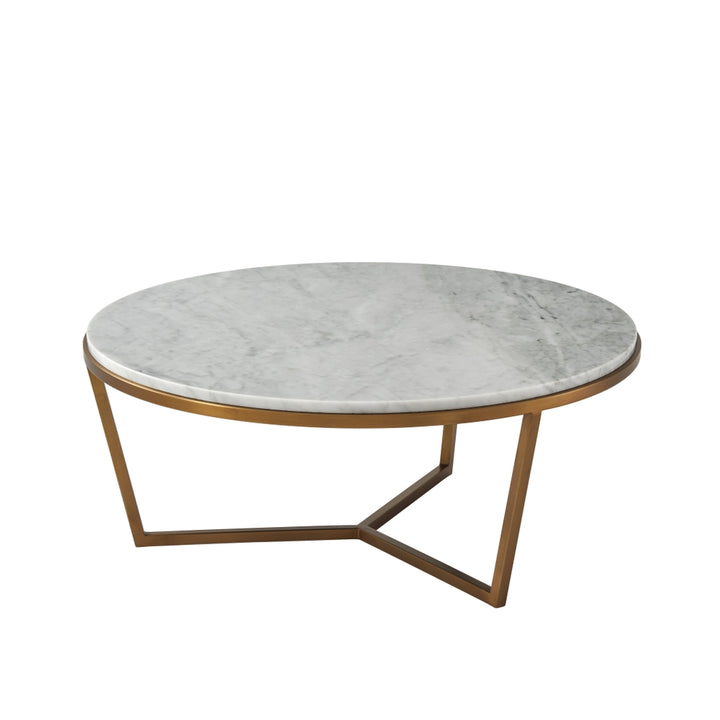 Small Fisher Round Cocktail Table (Marble)-Theodore Alexander-THEO-TAS51035.C096-Coffee TablesBrushed Brass-6-France and Son
