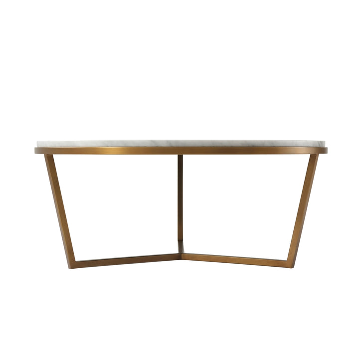Small Fisher Round Cocktail Table (Marble)-Theodore Alexander-THEO-TAS51035.C096-Coffee TablesBrushed Brass-7-France and Son
