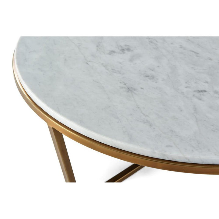 Small Fisher Round Cocktail Table (Marble)-Theodore Alexander-THEO-TAS51035.C096-Coffee TablesBrushed Brass-10-France and Son