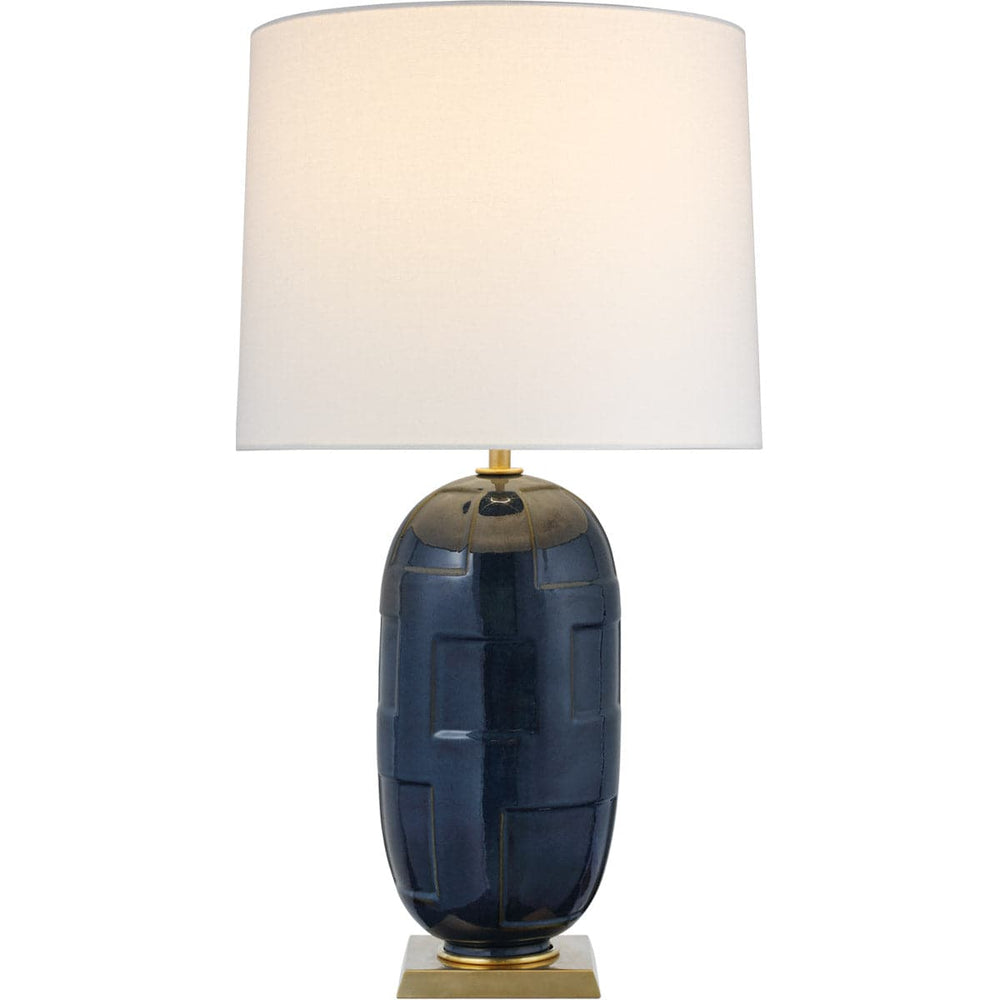 Idalee Large Table Lamp-Visual Comfort-VISUAL-TOB 3685MBB-L-Table LampsMixed Blue Brown with Linen Shade-2-France and Son