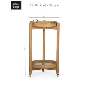 Trio Round Bar Cart – Natural-Union Home Furniture-UNION-DIN00236-Side TablesCharcoal Oil Finish-Black powder coat-7-France and Son