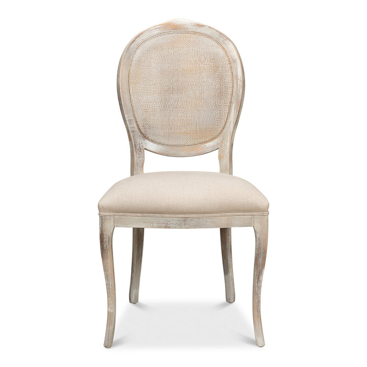 Oval Cane Back S/Chair-SARREID-SARREID-U093-06F01-Dining ChairsLinen Flax-1-France and Son