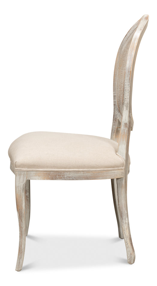 Oval Cane Back S/Chair-SARREID-SARREID-U093-06F01-Dining ChairsLinen Flax-2-France and Son