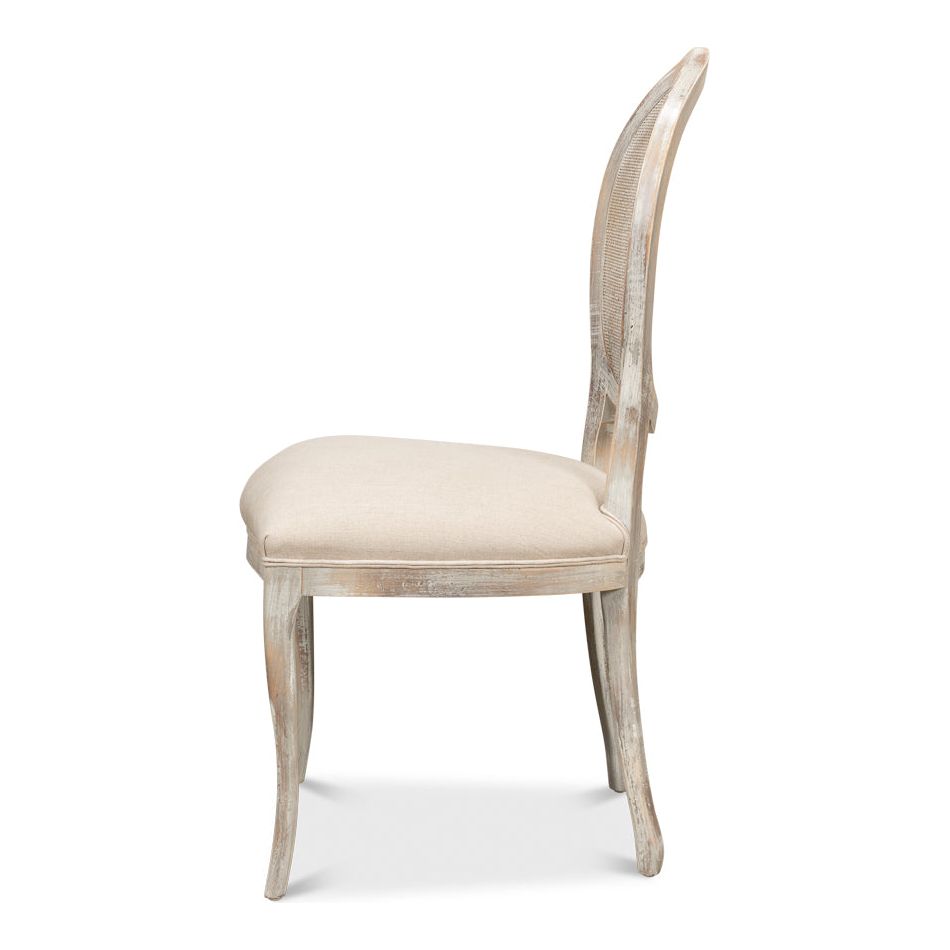 Oval Cane Back S/Chair-SARREID-SARREID-U093-06F01-Dining ChairsLinen Flax-2-France and Son