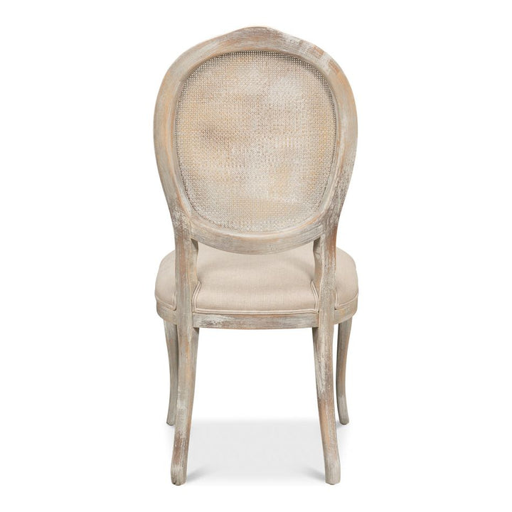 Oval Cane Back S/Chair-SARREID-SARREID-U093-06F01-Dining ChairsLinen Flax-3-France and Son