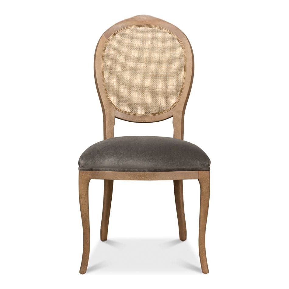 Oval Cane Back S/Chair-SARREID-SARREID-U093-07F12-Dining ChairsCharcoal-9-France and Son