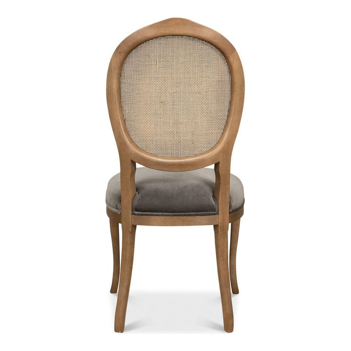 Oval Cane Back S/Chair-SARREID-SARREID-U093-06F01-Dining ChairsLinen Flax-11-France and Son