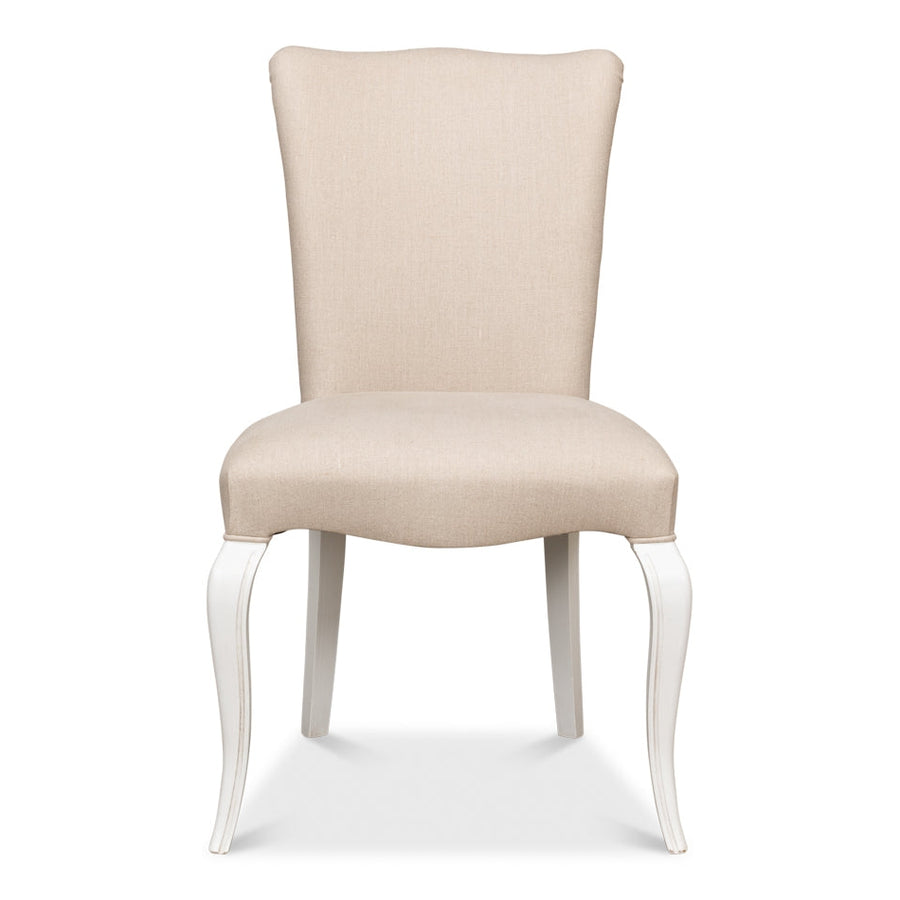 Cortina White with Linen Flax side Chair-SARREID-SARREID-U230-08F01-Dining Chairs-1-France and Son