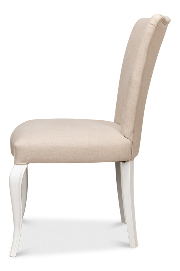 Cortina White with Linen Flax side Chair-SARREID-SARREID-U230-08F01-Dining Chairs-2-France and Son