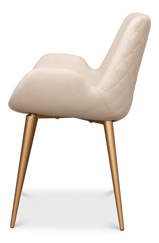 Thao Chair Gold Legs Flax Linen-SARREID-SARREID-U232-ASF01-Dining Chairs-2-France and Son