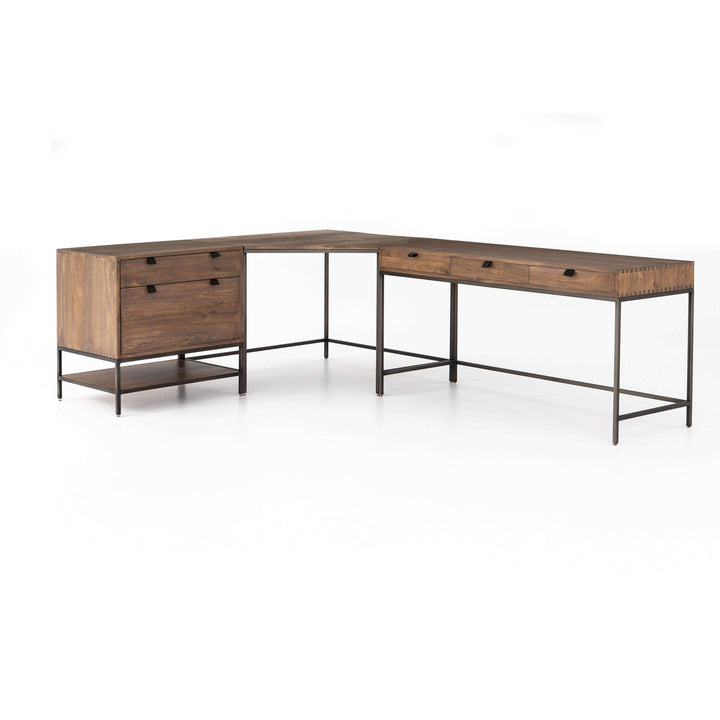 Trey Desk System With Filing Cabinet-Four Hands-FH-107322-005-DesksAuburn Poplar-1-France and Son