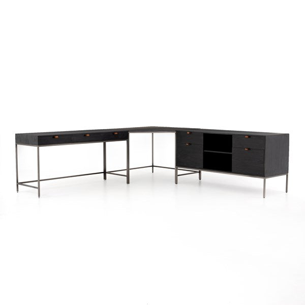 Travis Desk System With Filing Credenza-Four Hands-FH-UFUL-039A-DesksBlack Wash Poplar-5-France and Son