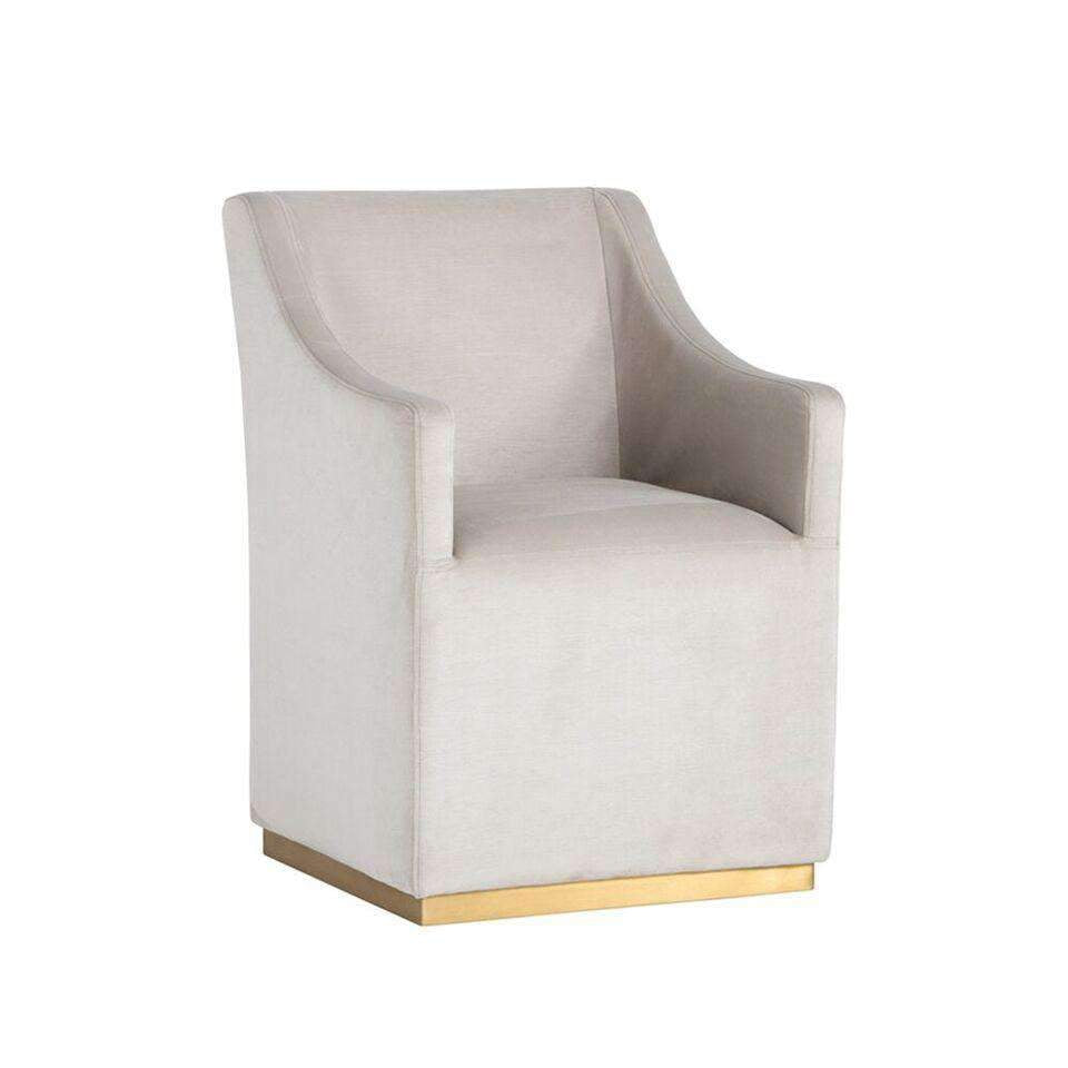 Zane Wheeled Lounge Chair - Brushed Brass-Sunpan-SUNPAN-102675-Lounge ChairsBeige-2-France and Son