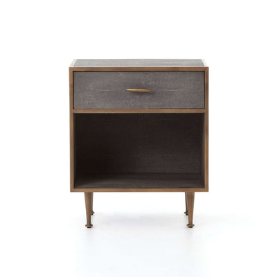 Shagreen Bedside Table-Four Hands-FH-107635-004-NightstandsGrey-Antique Brass-3-France and Son