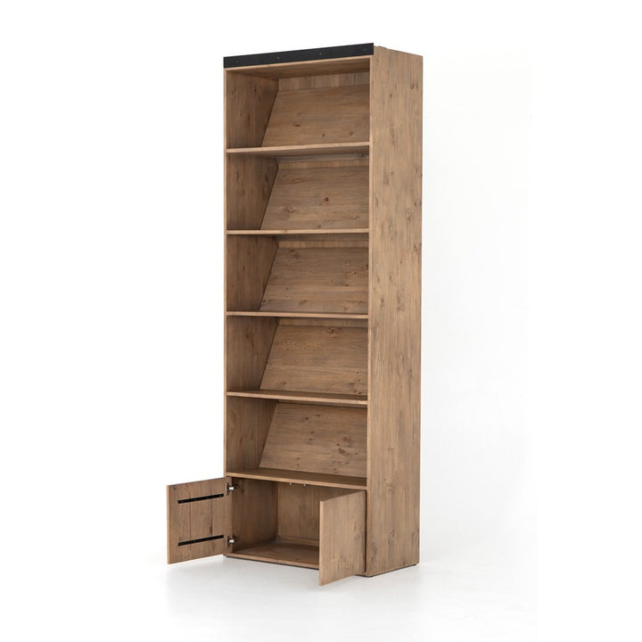 Bane Bookshelf-Four Hands-FH-223550-001-Bookcases & CabinetsSmoked Pine-With Ladder-7-France and Son