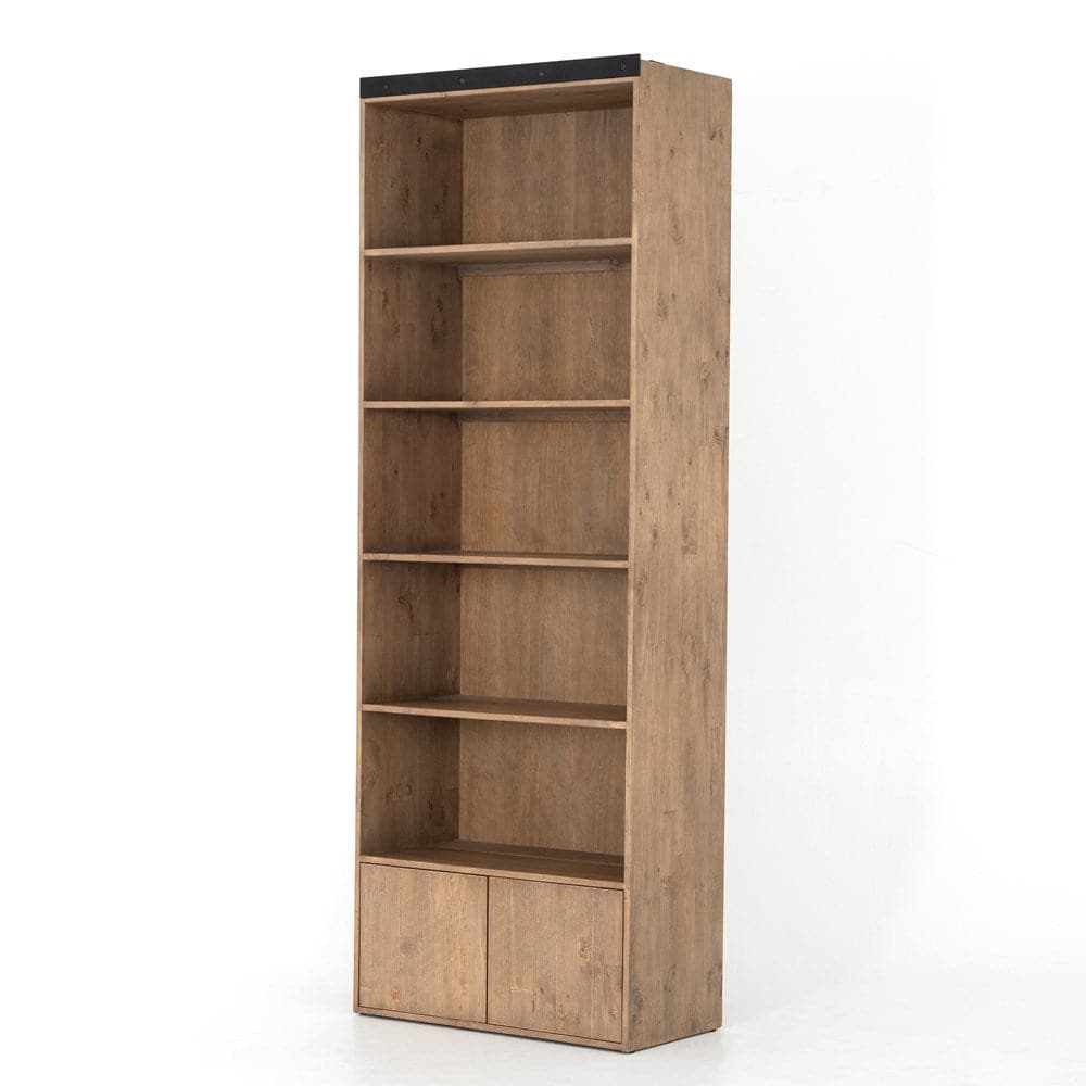 Bane Bookshelf-Four Hands-FH-223550-001-Bookcases & CabinetsSmoked Pine-With Ladder-9-France and Son
