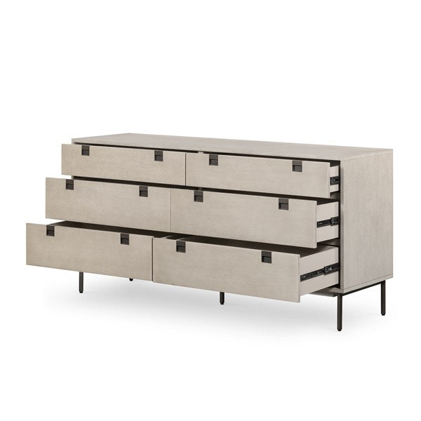 Carly 6 Drawer Dresser - Grey Wash-Four Hands-FH-VPTN-185-Dressers-4-France and Son