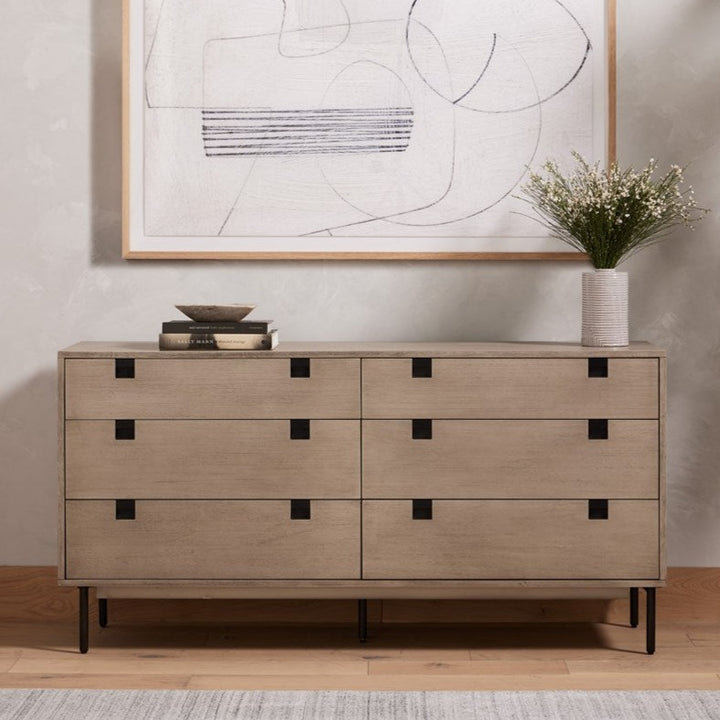 Carly 6 Drawer Dresser - Grey Wash-Four Hands-FH-VPTN-185-Dressers-2-France and Son